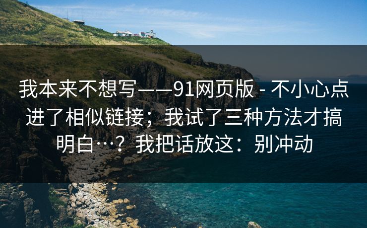 我本来不想写——91网页版 - 不小心点进了相似链接；我试了三种方法才搞明白…？我把话放这：别冲动