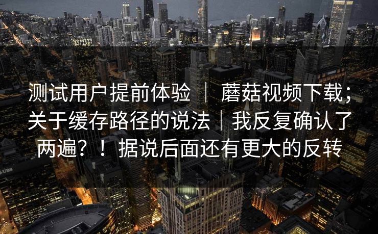 测试用户提前体验 ｜ 蘑菇视频下载；关于缓存路径的说法｜我反复确认了两遍？！据说后面还有更大的反转