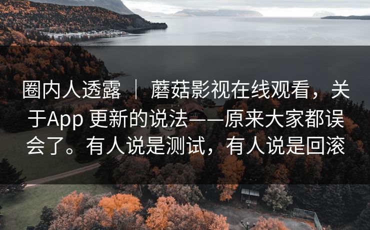圈内人透露 ｜ 蘑菇影视在线观看，关于App 更新的说法——原来大家都误会了。有人说是测试，有人说是回滚